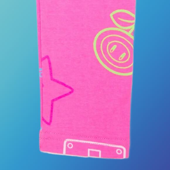 Gaming Character Icon Toss Girls Graphic Leggings Pink Size Large 10/12 - Picture 3 of 8